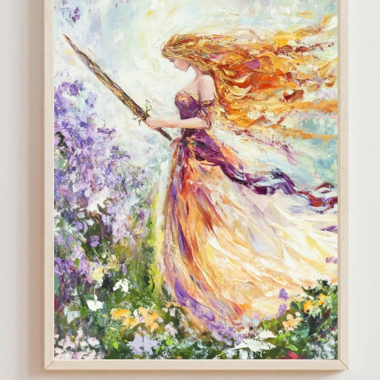 印刷可能なフレイヤ女神アート：北欧神話の花飾り（デジタル